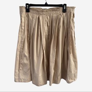 Aquilano Rimondi 6267 Tan A-Line Pleated Cotton Skirt EU44